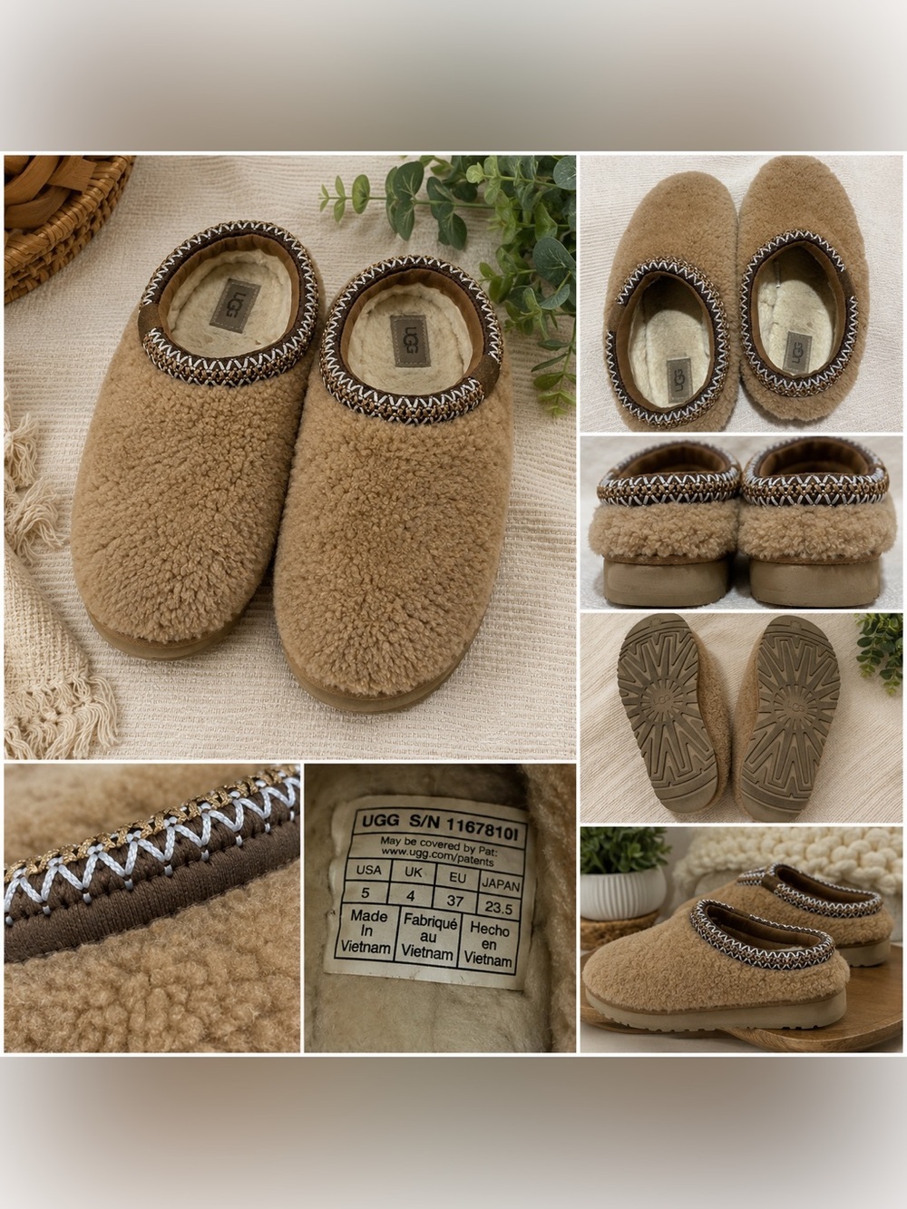 UGG Chestnut Sherpa Slip-On Slippers Size 5
